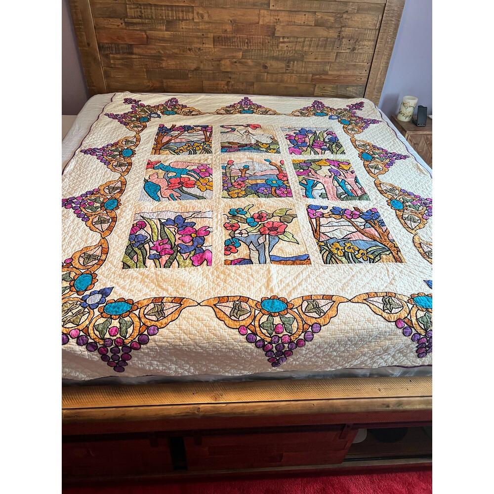 Limited edition stained glass quilt and matching pillow case sham